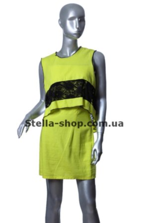Платье лен желтое с гипюром Льняное платье желтого цвета состоящее из двух частей.