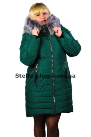 Зимняя куртка большие размеры. Зеленая. V-art. 21 Зимняя куртка с искусственным мехом. Зеленого цвета, длина средняя.