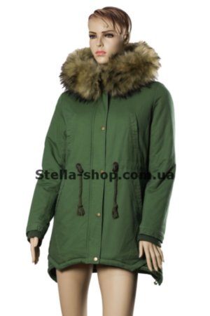 Зимняя парка с мехом зеленая. Holdluck Зимняя женская куртка парка зеленого цвета с мехом. Длина  средняя. поддол с углами