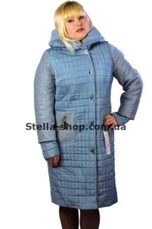 Комбинированное пальто кашемир и балонь. Ментол. Lenvit. 17-3 Куртка-пальто цвета ментол. Скомбинированное кашемиром с балонью.