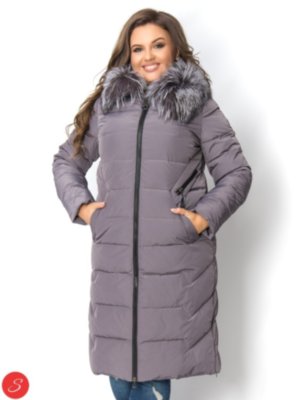Зимняя куртка с мехом большие размеры. Hauluozi. 18-51 Удлиненный женский пуховик с натуральным мехом.
