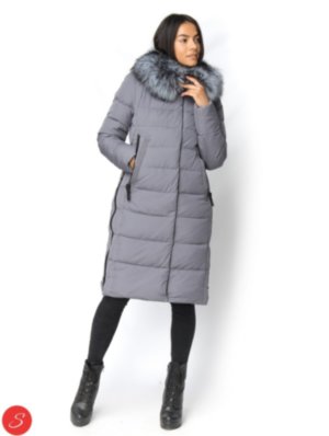 Зимняя куртка с мехом. Hailuozi. 18-28 Удлиненный зимний пуховик с натуральным мехом чернобурки.