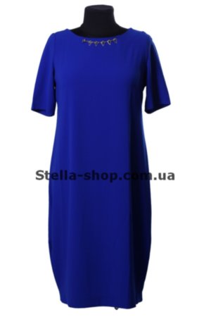 Платье однотонное, большие размеры, синее Ярко-синее платье, больших размеров 52-54, однотонное