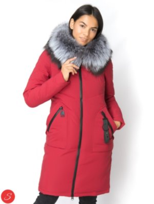 Зимняя куртка с мехом. Lims. 18-55 Зимний пуховик средней длины с натуральным мехом чернобурки