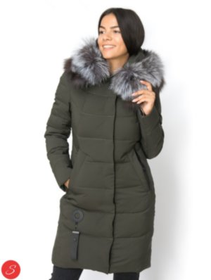 Зимняя куртка с мехом. Lims. 18-08 Зимний пуховик с натуральным мехом чернобурки. Длина средняя.