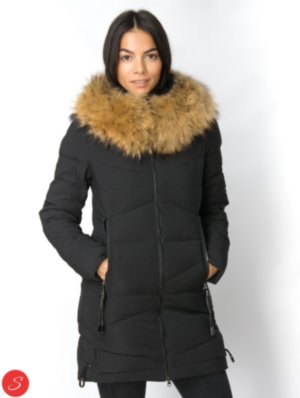 Зимняя куртка с мехом. Lims. 18-67 Зимний пуховик с натуральным мехом енота. Длина средняя