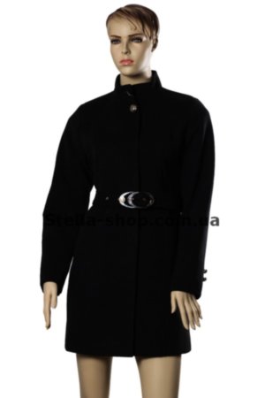 Пальто черного цвета с поясом Пальто черного цвета с поясом, длина средняя