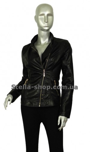 Куртка кож зам черная косуха, кнопка Куртка кож зам, черного цвета, модель коссуха