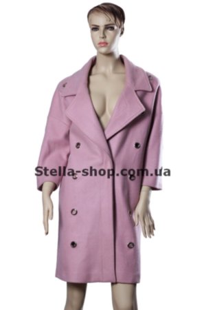 Кашемировое пальто розовое с кольцами. Двубортное.