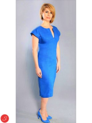 Льняное платье синего цвета. Love Vita. Бэкхэм Платье ярко-синего цвета. Длина средняя.