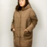 Удлиненное комбинированное пальто бежевое. Daki 230 - Удлиненное комбинированное пальто бежевое. Daki 230