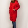Удлиненное комбинированное пальто красное. Daki 230 - Удлиненное комбинированное пальто красное. Daki 230