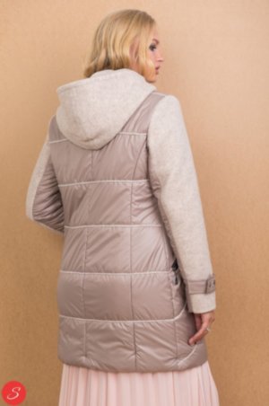 Комбинированное пальто. Granis. 118 Женское пальто комбинированное. Длина средняя. С капюшоном.