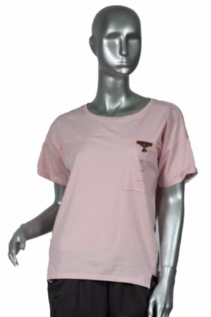 Футболка розовая карман Приталенная футболка