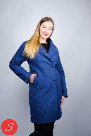 Демисезонное пальто синее. Roman fashion 9210 Демисезонное пальто ярко-синего цвета, средней длины