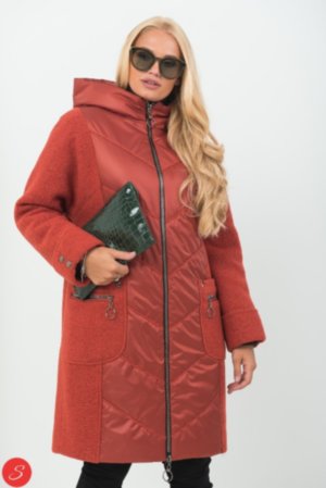 Комбинированное пальто шерсть и болонью. Granis. 126 Комбинированное пальто средней длины с капюшоном.