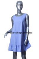 Платье лен, сарафан голубой с воланом